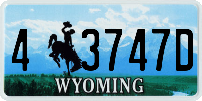 WY license plate 43747D