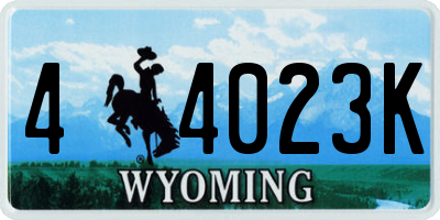 WY license plate 44023K