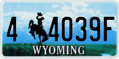 WY license plate 44039F