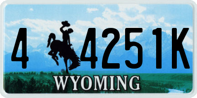WY license plate 44251K