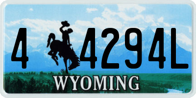 WY license plate 44294L