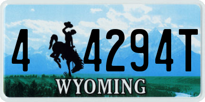 WY license plate 44294T