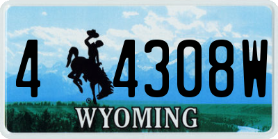 WY license plate 44308W