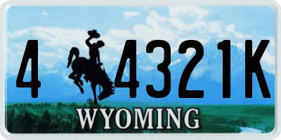 WY license plate 44321K