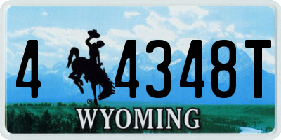 WY license plate 44348T