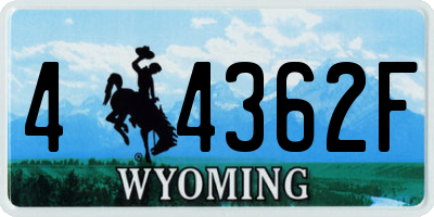 WY license plate 44362F