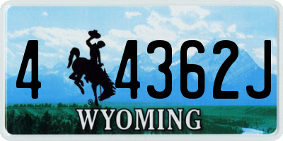 WY license plate 44362J