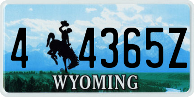 WY license plate 44365Z