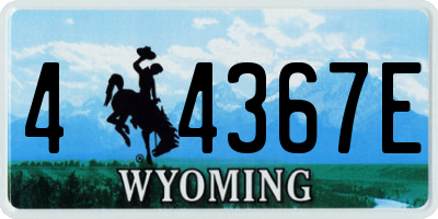 WY license plate 44367E