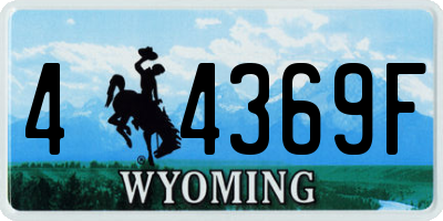 WY license plate 44369F