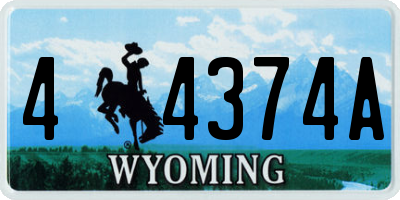 WY license plate 44374A