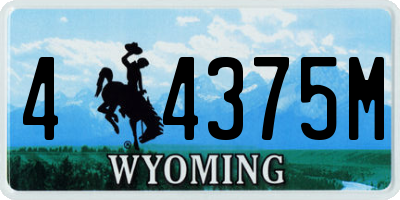 WY license plate 44375M