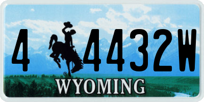 WY license plate 44432W