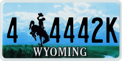 WY license plate 44442K