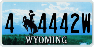 WY license plate 44442W