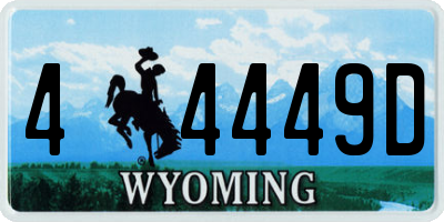 WY license plate 44449D