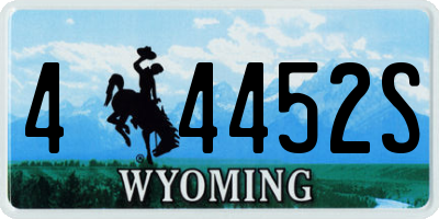 WY license plate 44452S