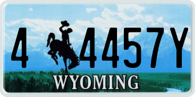 WY license plate 44457Y