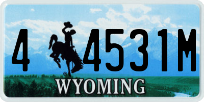 WY license plate 44531M