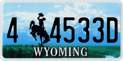 WY license plate 44533D