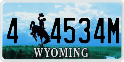 WY license plate 44534M