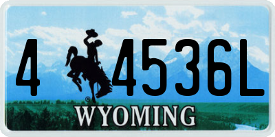 WY license plate 44536L
