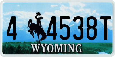 WY license plate 44538T