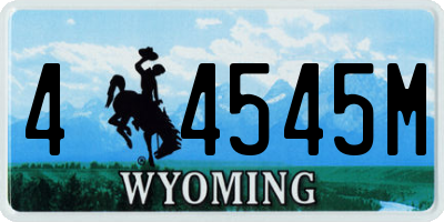 WY license plate 44545M