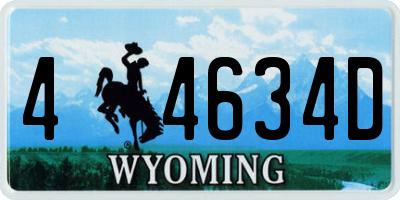 WY license plate 44634D