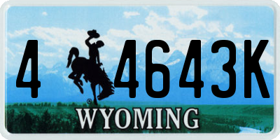 WY license plate 44643K