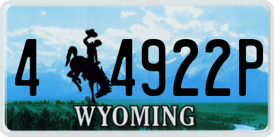 WY license plate 44922P