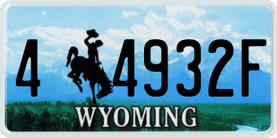WY license plate 44932F