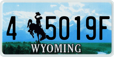 WY license plate 45019F