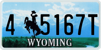 WY license plate 45167T