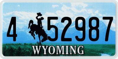 WY license plate 452987