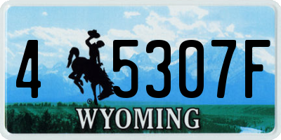 WY license plate 45307F