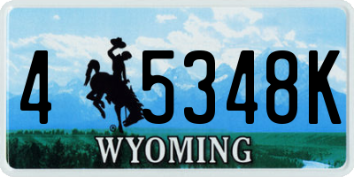 WY license plate 45348K