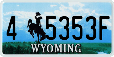WY license plate 45353F