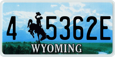 WY license plate 45362E