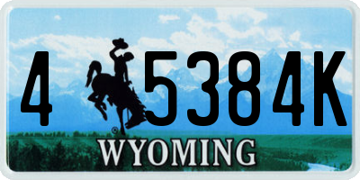 WY license plate 45384K