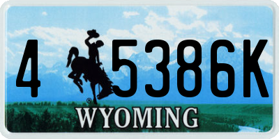 WY license plate 45386K