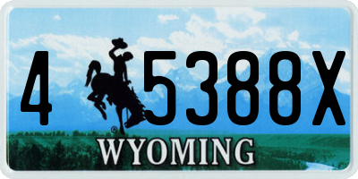 WY license plate 45388X