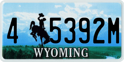 WY license plate 45392M