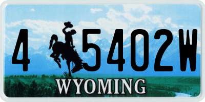 WY license plate 45402W