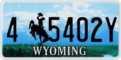 WY license plate 45402Y