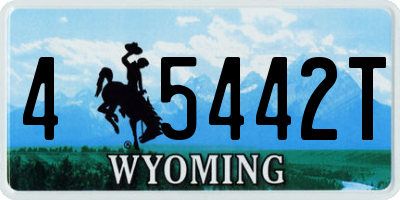 WY license plate 45442T