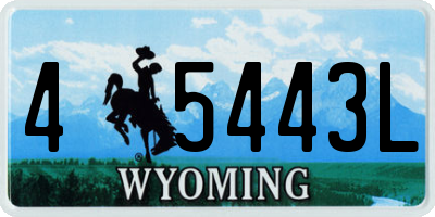WY license plate 45443L