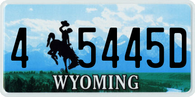 WY license plate 45445D
