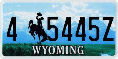 WY license plate 45445Z
