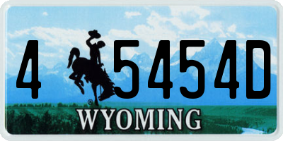 WY license plate 45454D